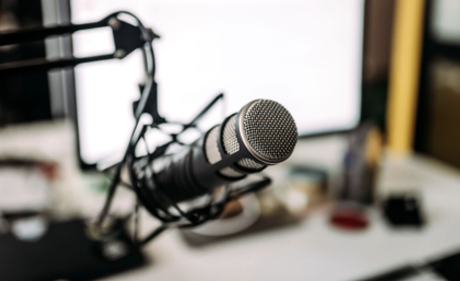 microphone in podcast studio