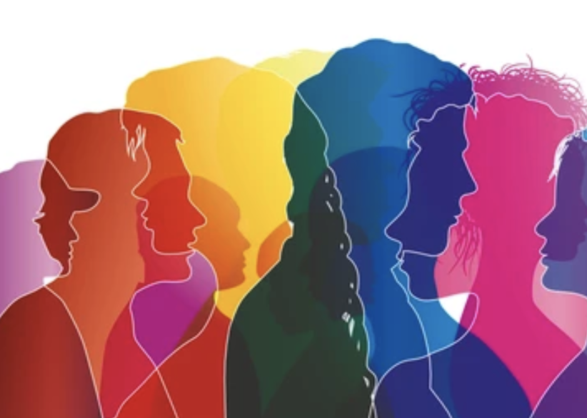 Collage of different colored human silhouettes